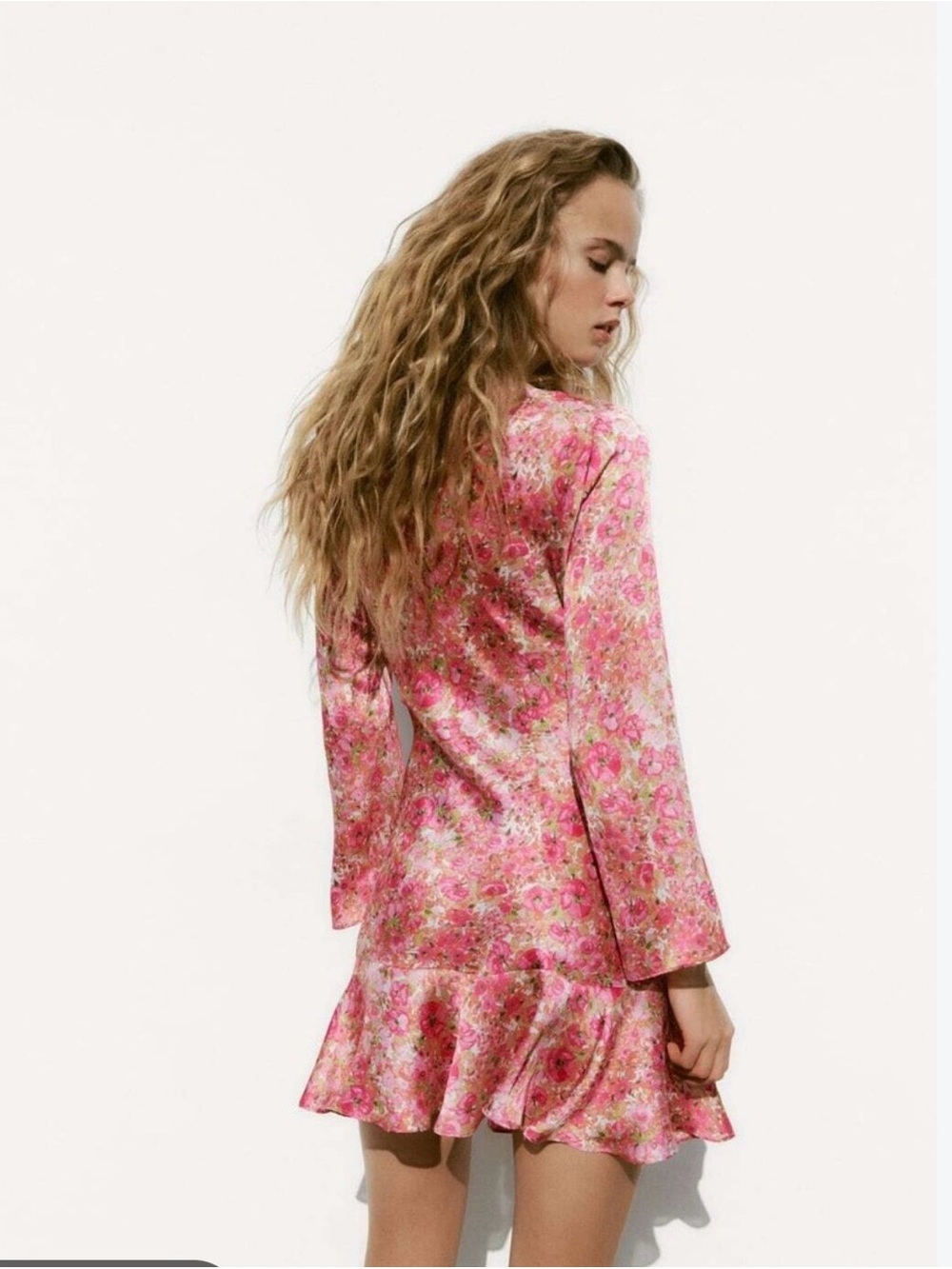 Zara Pink Floral Print Mini Dress Size S NWOT